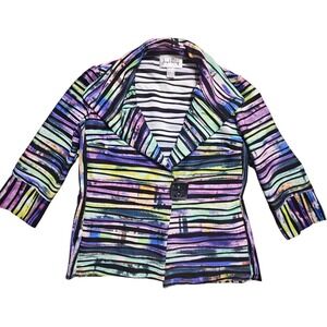 Joseph Ribkoff Watercolor Striped Blazer Jacket 4 Wearable Art Office Siren